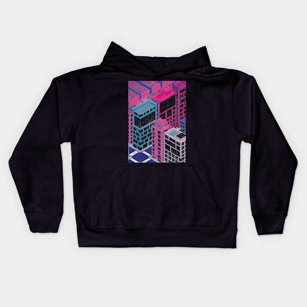 Enchanted Lazy Town - Illuminated Skylines Kids Hoodie by GelidDexterity